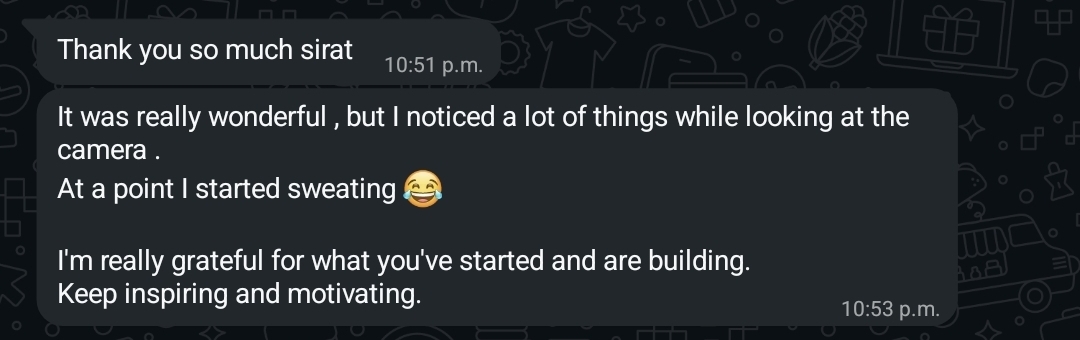 A creator describing how the challenge helped eliminate camera shyness