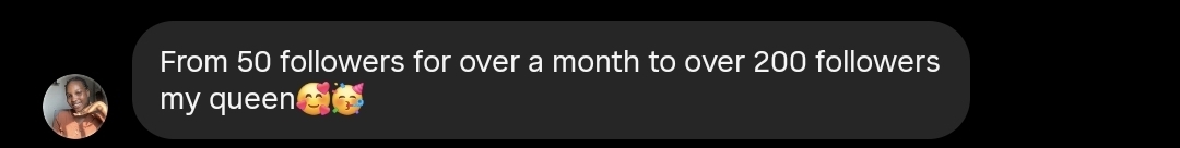 A creator who grew from 50 followers to over 200